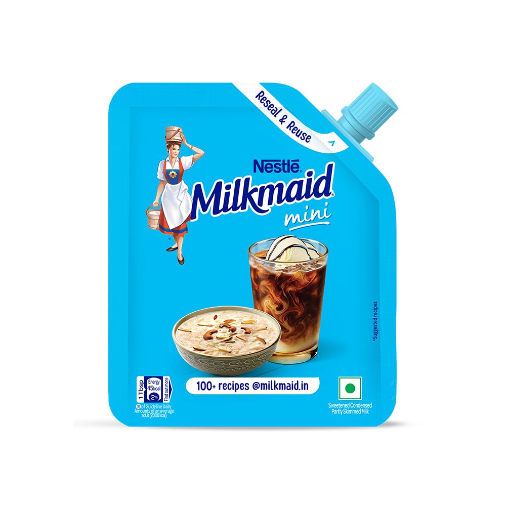 Milkmaid Nestle Mini, Sweetened Liquid Condensed Milk With No Artificial Preservatives, Easy Pour Pack, 210G-image-43