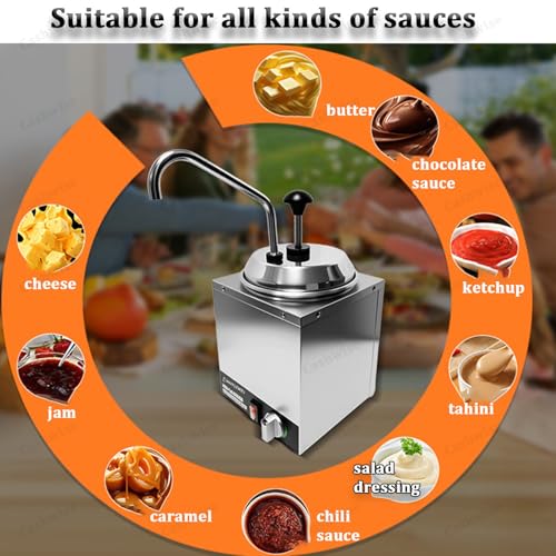Nacho - Dispensador de queso con bomba, calentador de salsa de queso Nacho comercial, temperatura ajustable, ideal para bufé, cocina, cafetería o fiestas en casa, capacidad de 7 litros