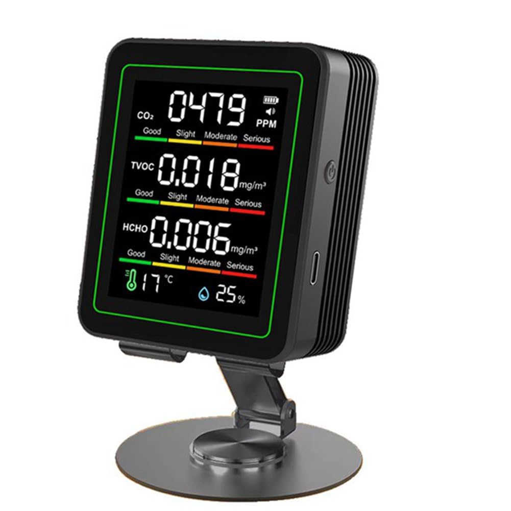 Détecteur CO2 5 en 1 portable moniteur de qualité de l'air avec écran et port USB-C