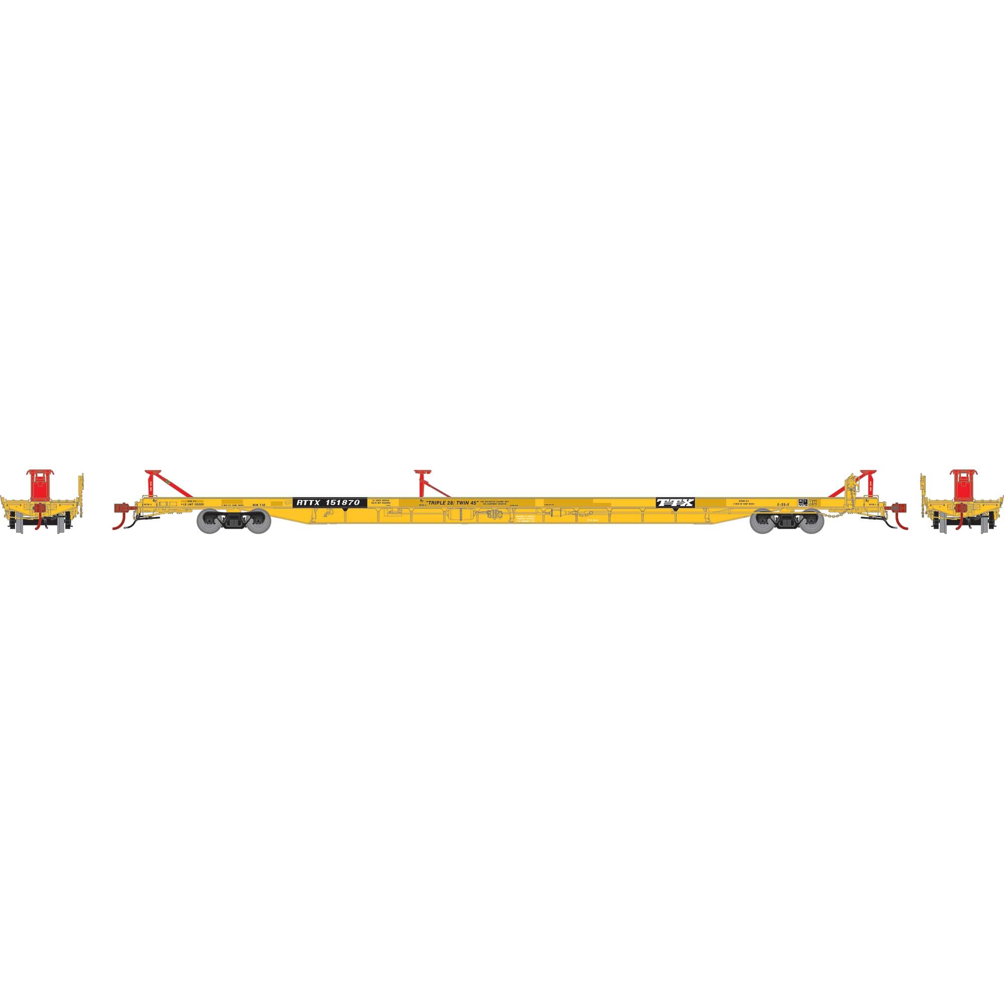 Athearn HO F89F Trailer RTTX/Yellow 1991 Logo #151870 ATHG69603 HO Vehicles