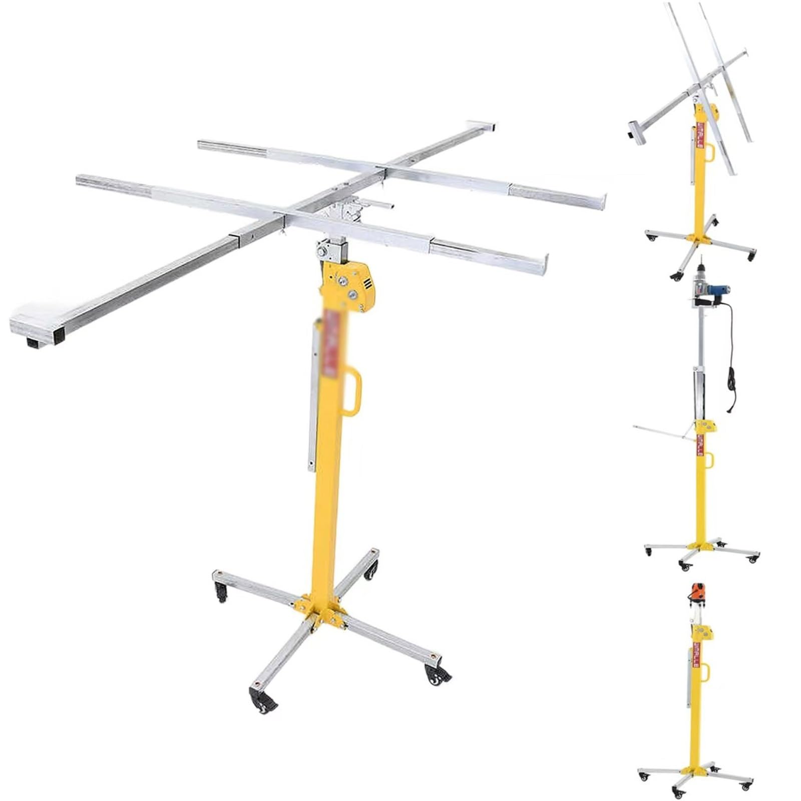 Trockenbauheber, manuell und elektrisch, Doppelzweck, 3 Größen verstellbar bis zu 4 m, stabiles Heben und Senken für Decke und Wände, Sheetrock Lifter Tool