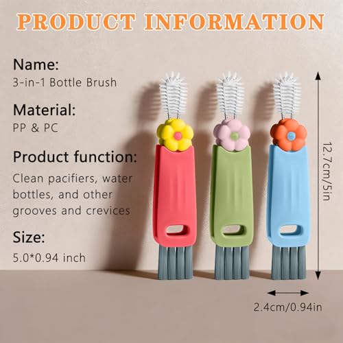 Image of Vanjua 3 in 1 Cup Lid Gap Cleaning Brush Set, Multifunctional Bottle Cleaning Brush, Cup Lid Gap Cleaner, Home Kitchen Crevice Brush Tools (3 Pack)