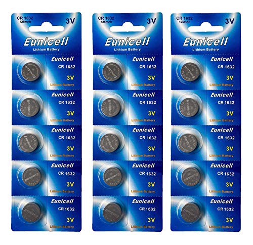 Eunicell 15 x CR1632 3V Lithium Knopfzelle 125 mAh (3 Blistercards a 5 Batterien) EINWEG Markenware (FBA)