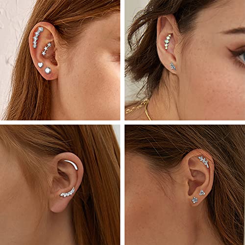 Jstyle JT-J-P0207-S-BALL Surgical Steel 316L 16G Helix Piercing Clear Cz Curved Upper Ear Cartilage Earrings Tragus Piercing Earrings Studs Women Body Piercing Jewelry thumb #2