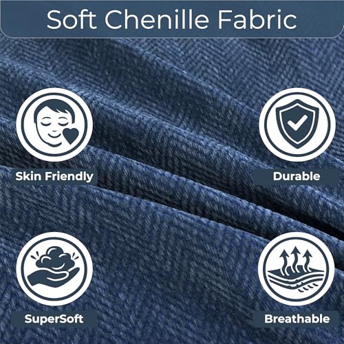 Image of Story@Home Premium Chenille Sofa Mat 3 Seater Wooden Sofa Cover | Anti Slip Sofa Cover Mat 3 Seater 180x180cm for Complete Protection | Make Your Own Sofa Mat Set - Dark Blue