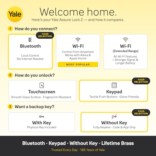 Image of Yale Assure Lock 2 Deadbolt, Lifetime Brass Key-Free Smart Lock with Bluetooth Connected Keypad for Code Entry (No Wi-Fi), YRD430-BLE-P05