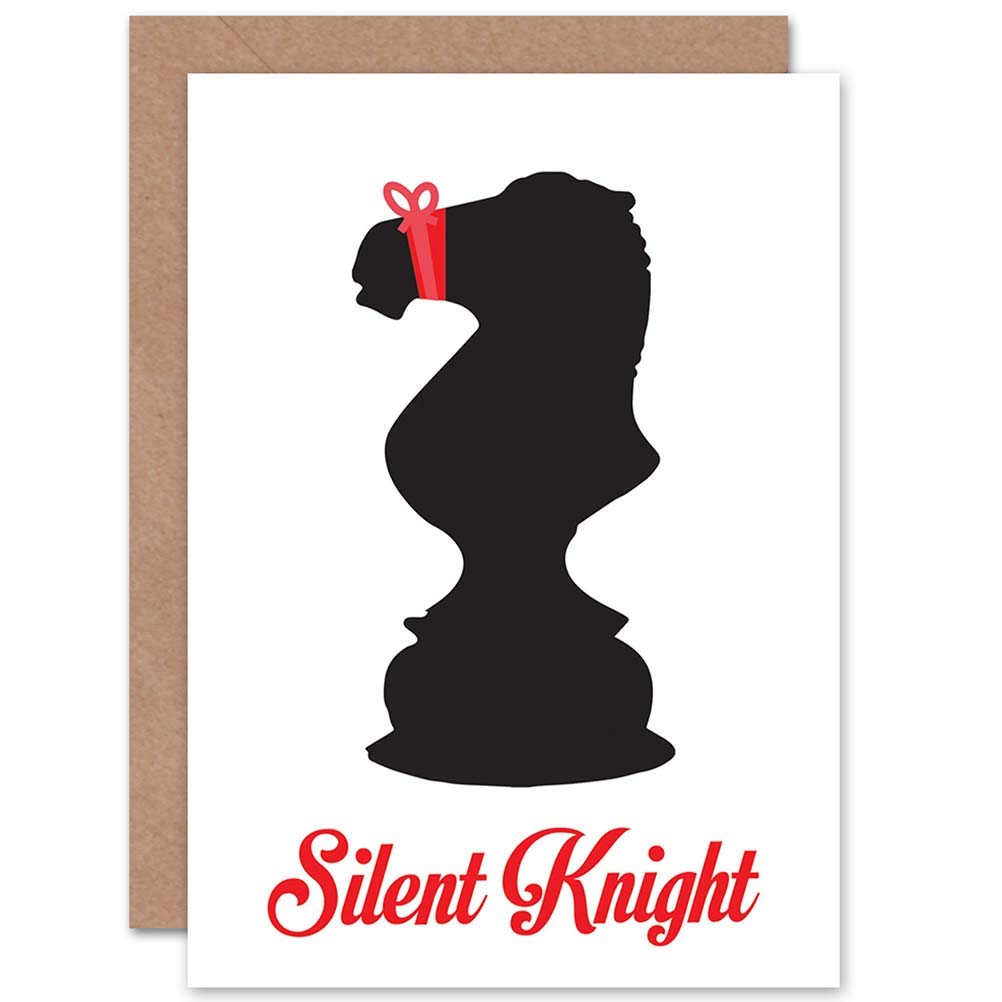 Wee Blue Coo Animal Print (Predominantly Black) Greeting Christmas Xmas Silent Night Chess Pun Funny Sealed Greeting Card Plus Envelope Blank Inside