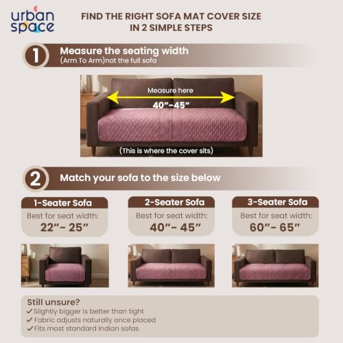 Image of Urban Space Velvet Embroidery Quilted Sofa Cover mat, Premium 2 Seater Non-Slip Sofa slipcover, Easy Care & Machine Washable, Seat Runner for Couch for Living Space (2 Seater - Honeycomb Pink)