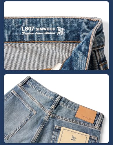 Men Loose Straight Vintage Patchwork Jeans Street Style Plus Size Denim Trousers Light Blue 312