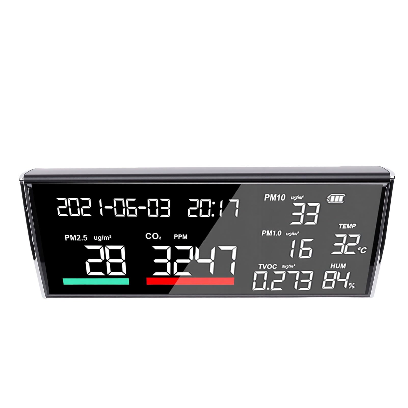 Sxhlseller Medidor de Calidad del Aire CO2 TVOC PM2.5 PM1.0 PM10 para