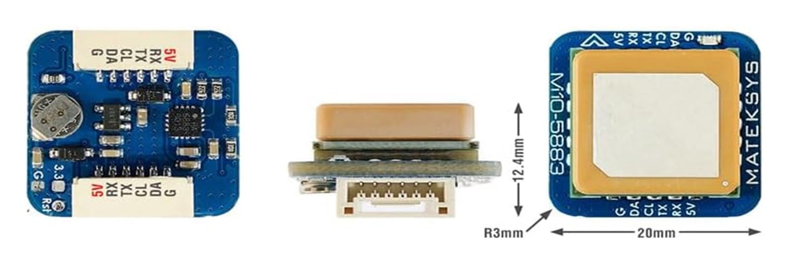 Modulo GNSS MATEK M10Q-5883 con bussola QMC5883L, 20X20mm | For aereo RC, for FPV Freestyle, for droni a lungo raggio, for parti fai-da-te