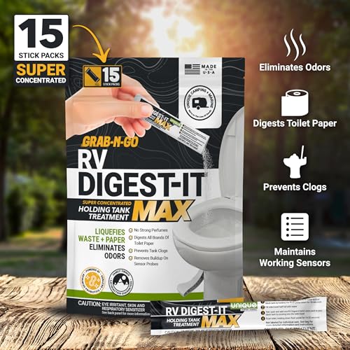 Image of Unique RV Digest-It Max RV Tank Treatment Premeasured Powder Stick Packs