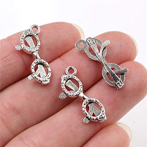 BoKa-Store - 23x11mm 30pcs Antique Sliver Plated Glasses Handmade Charms Pendant:DIY for Bracelet necklace-R5-20