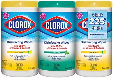 Clorox Disinfecting Wipes, Multi-Pack of 3 Canisters, 2 Crisp Lem...
