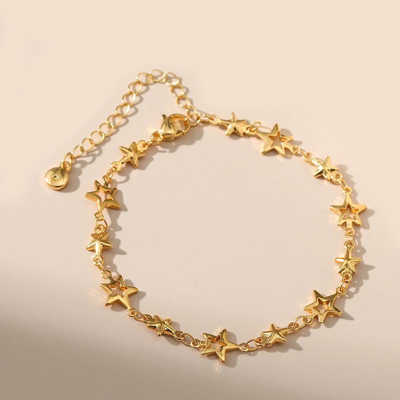 Star Bracelet for Women 18k Gold Plated with Solid hollow little stars - Image 2