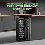 NutriChef PKCWCDS248.5 Chilling Refrigerator Cellar-Dual-Zone Wine Cooler/Chiller, Digital Touch Button Control with Air Tight Seal, Contains Placement for Standing (24 Bottle Storage Capacity), Black - Image 2
