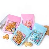 50PCS Resealable Aluminum Ziplock Foil Pouch Packaging Bags Stand Up Bottom Bags for Food Pouches Storage (Mixed Star Of Blue&Pink,20 * 29+5CM)