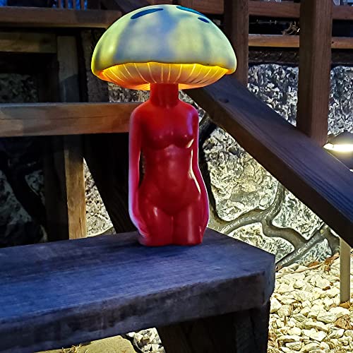 Esterno Mushroom Lady Solar Statue; Hippy Themed Garden Yard Decor #TOP4