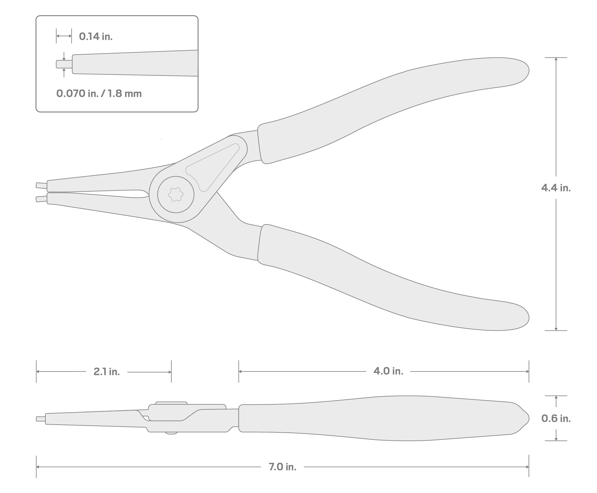 TEKTON Pinze per anelli di fissaggio esterni da 7 pollici (punta 0,2 cm) | PRR32070