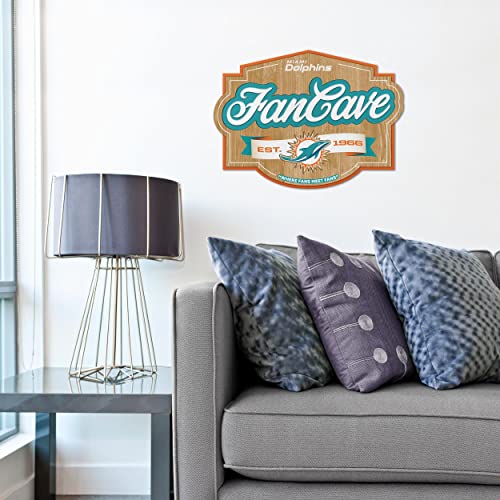 Image of YouTheFan NFL Miami Dolphins FanCave Wall Art | Ready-To-Hang, 3D Multi-Layered Construction, Floating Wall Mount Design, Great Fan Gift, Officially Licensed Artwork