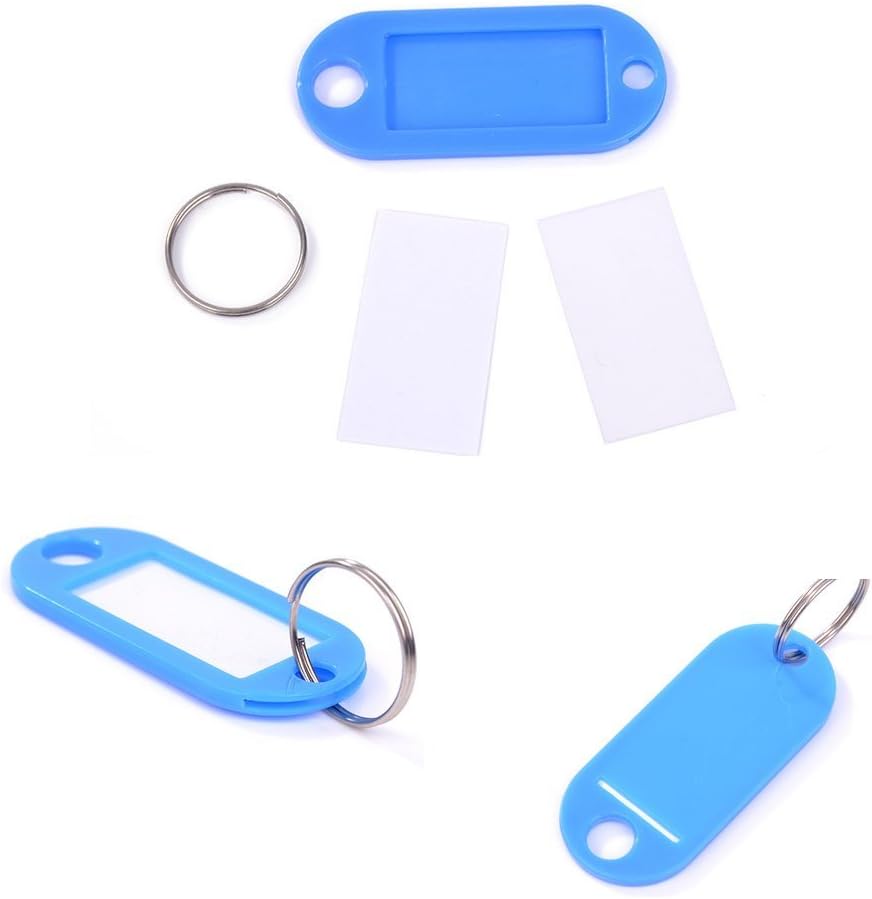 200 PCS Id Labels Tags with Split Ring Plastic Key Tags with Label Window(10 Colors) (200 PCS)