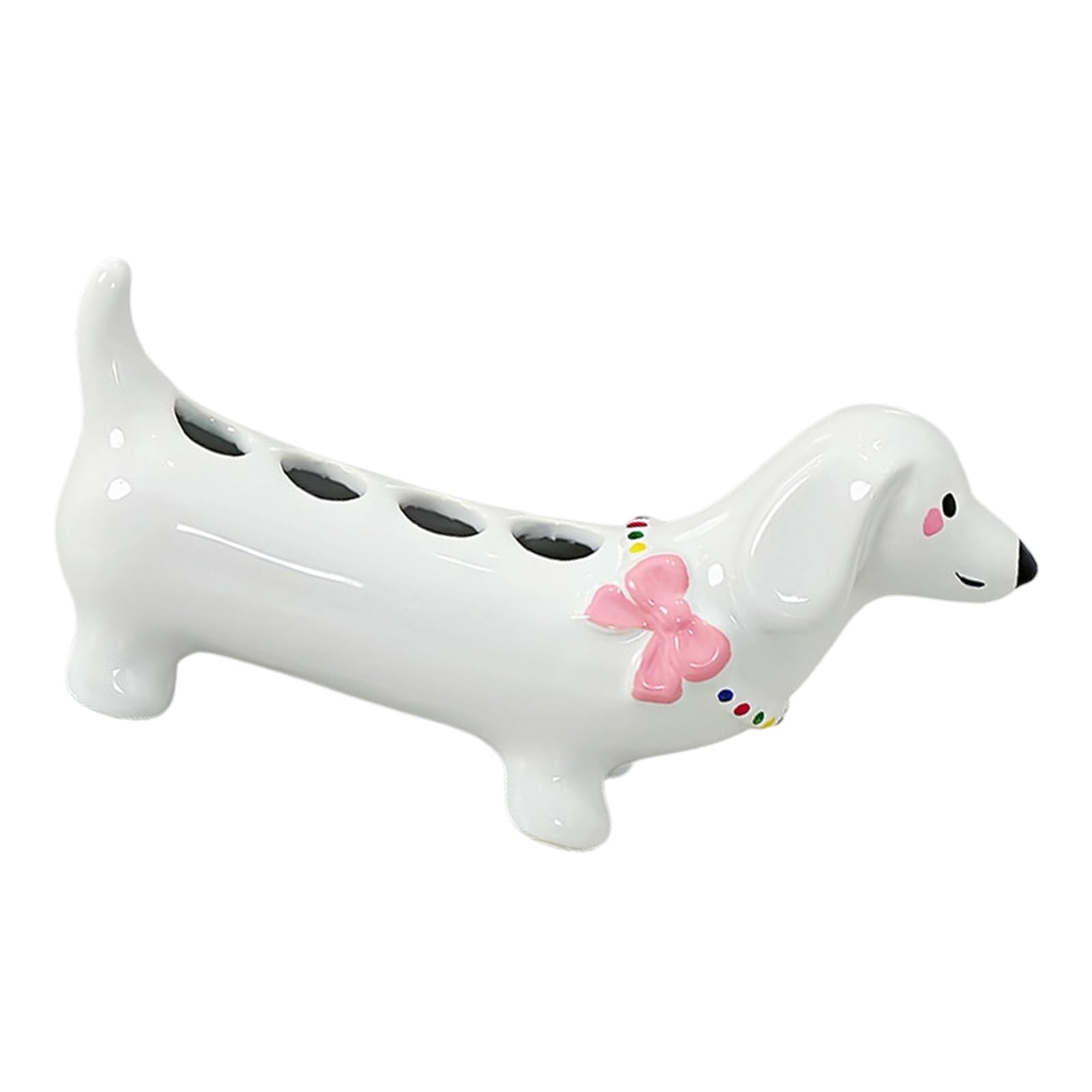 NEWFT Cartoon Dog Toothbrush Stand Ceramic Separated Compartment Toothbrush Holder for Toothpaste Brushes Bathroom Decors Ceramic Holder