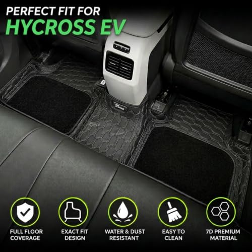 Image of EV MASTER Premium 7D Car Floor Mat Full Set for Toyota Innova Hycross Hybrid (2026 Onwards) Luxury Leather Double Car Foot Mats Complete Set of 3 | Waterproof and Washable