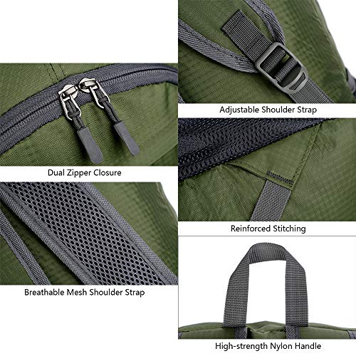 DECDEAL Mochila dobrável leve Homens Mulheres Mochila impermeável embalável Viagem Caminhada Daypack