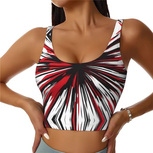 Chaleco deportivo para mujer con estampado rojo y negro sin mangas