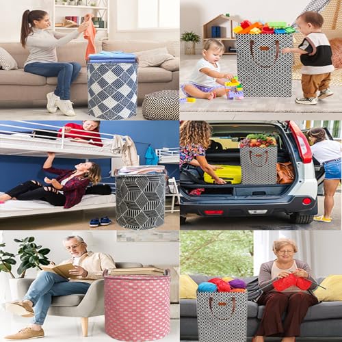 Image of Waterproof Laundry Hamper Collapsible Laundry Basket Leather Handle Laundry Bag Large Clothes Storage Toy Organization for Bathroom Bedroom Laundryroom College Dorms (Laundry Basket-002)