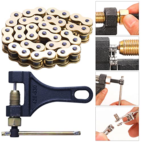Mrelc Gold 520 X-Ring Chain + Chain Breaker,120Links With Connecting Master Link #TOP4