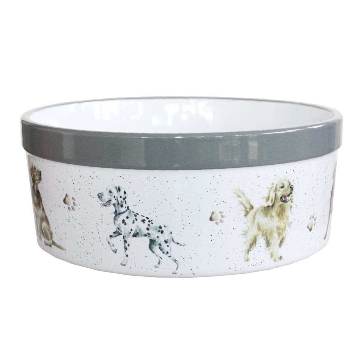 Wrendale Designs Steingut Hundenapf ca. 20,5cm D 1800ml Royal Worcester Schüssel mit Rasse-Hunde Portraits von der britischen Künstlerin Hannah Dale fürs Füttern & als Geschenk