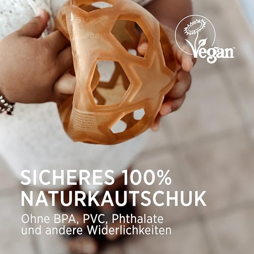 Hevea Greifball für Babys aus 100% Naturkautschuk - Taktile Entwicklung, Zahnungshilfe & Werfen Baby Ball - BPA-frei- Weich, Robust & Leicht zu Greifen für Kleinkinder & Babys (Mint)