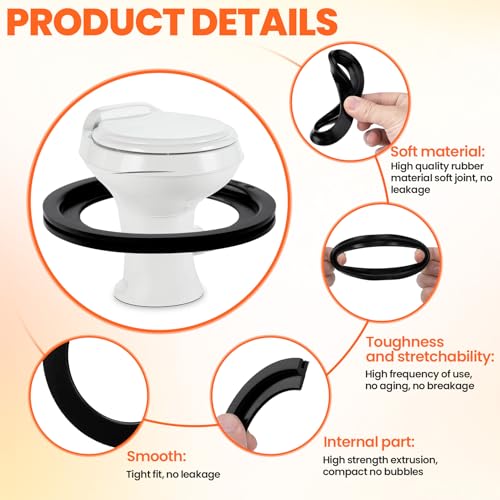 Image of HINZIC 4pcs RV Toilet Seal, Rubber Replacement Flush Ball Seal Gasket Kits, 385311658 RV Toilet Sealing Parts Compatible with Dometic 300 /310 /320, for Water Leakage, Odor Problem