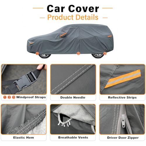 Image of GUNHYI 16 Layers Large SUV Car Cover Waterproof All Weather Heavy Duty, Universal Fit Toyota Sequoia, Chevrolet Tahoe, Ford Expedition, Cadillac Escalade, Lincoln Navigator, GMC Envoy Yukon etc.