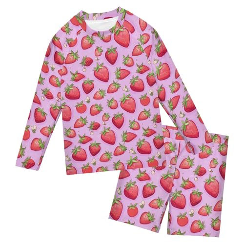 Strawberry Fruit Baby Boys' Toddler Long Sleeved Rashguard Swim Bathing Suit Set B0402873