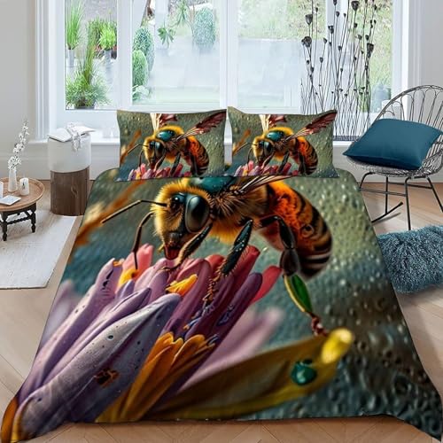 Housse de couette imprimé 3D animaux microfifre lit king 220x240cm