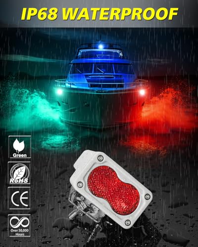 Image of Red LED Pods Waterproof 3 inch 40W CREE LED Marine Navigation Lights | IP68 Waterproof, High Intensity CREE LEDs, Diffused Flood Beam, White Housing Red LED Pod lights for Truck Boat Wraning Chase
