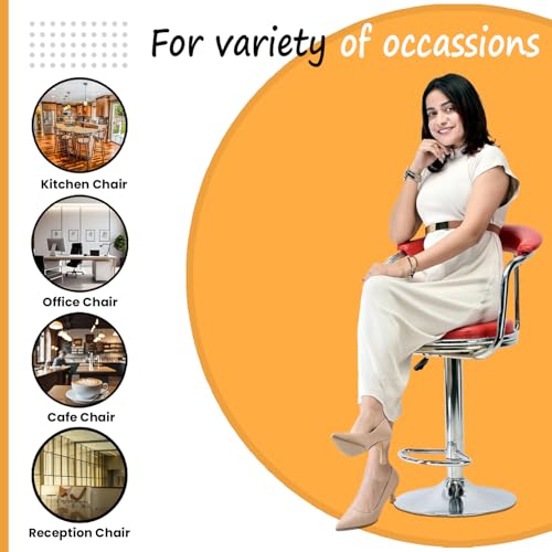 Image of GOYALSON Classic Height Adjustable and Revolving Bar Stool Kitchen Chair (2, Red)