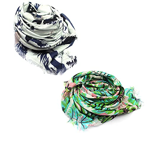 Image of Women's Trendy floral Printed Rayon Stoles Multicolour (Pack of 2)