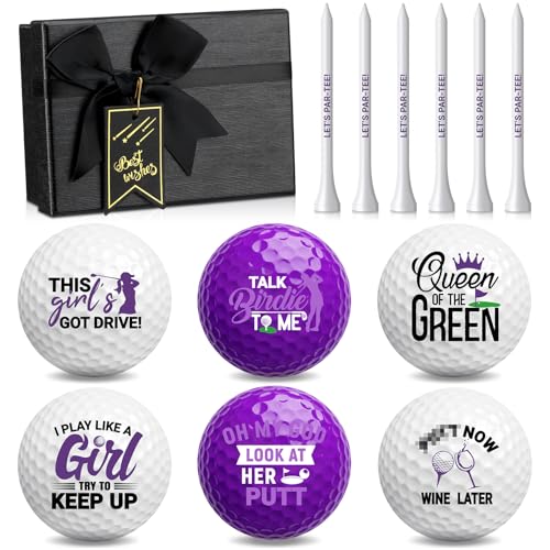 Realspring 13 Pcs Women'S Golf Ball Funny Golf Ball For Women With Tees And Gift Box (Purple)