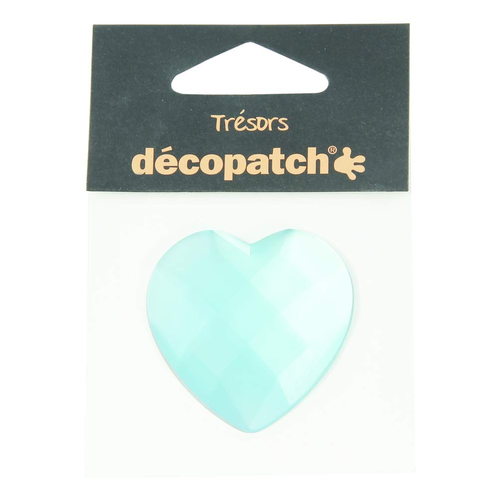 Décopatch - Ref BJ032O - Trésors Plastic Embellishments - 45mm Decorative Heart-Shaped Gem - Ideal for Decorating Décopatched Items - Blue, Single Pack
