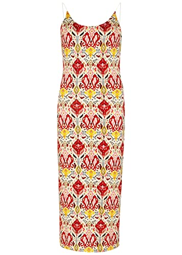 alice + olivia Red Delora Print Spaghetti Strap Midi Dress Size 8 at Amazon  Women's Clothing store