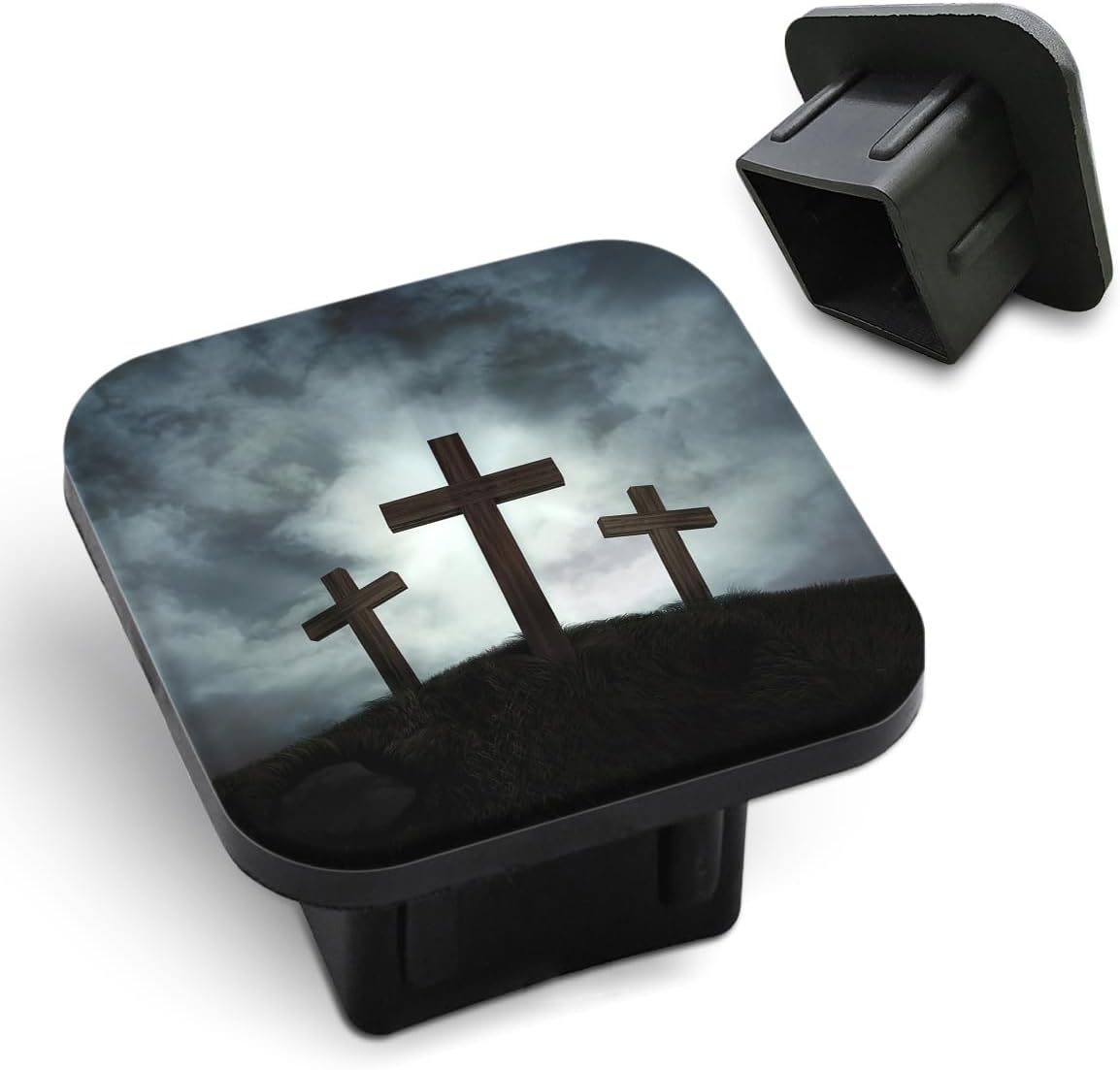 Cross Sunset Trailer Hitch Receiver Cover Cap Three Crosses On A Hill with A Sunburst Behind Them Car 2" Trailer Cover Tow Hitch Covers Tube Plug Square Mouth Protection Cover 2 Inch