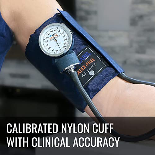 Mabis Precision Series Aneroid Sphygmomanometer Manual Blood Pressure Set With Calibratrated Nylon Cuff And Carrying Case, Thigh, Latex Free #TOP2