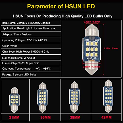 Bombilla LED C5W 31mm 6000K 12V-24V HSUN Pack 2 miniatura 5