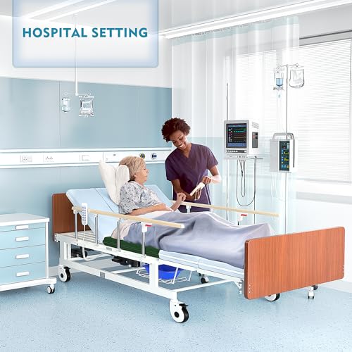 HomeCare Hospital Beds Set, Fully Electric Hospital Bed for Home Use with Premium Mattress and Rails