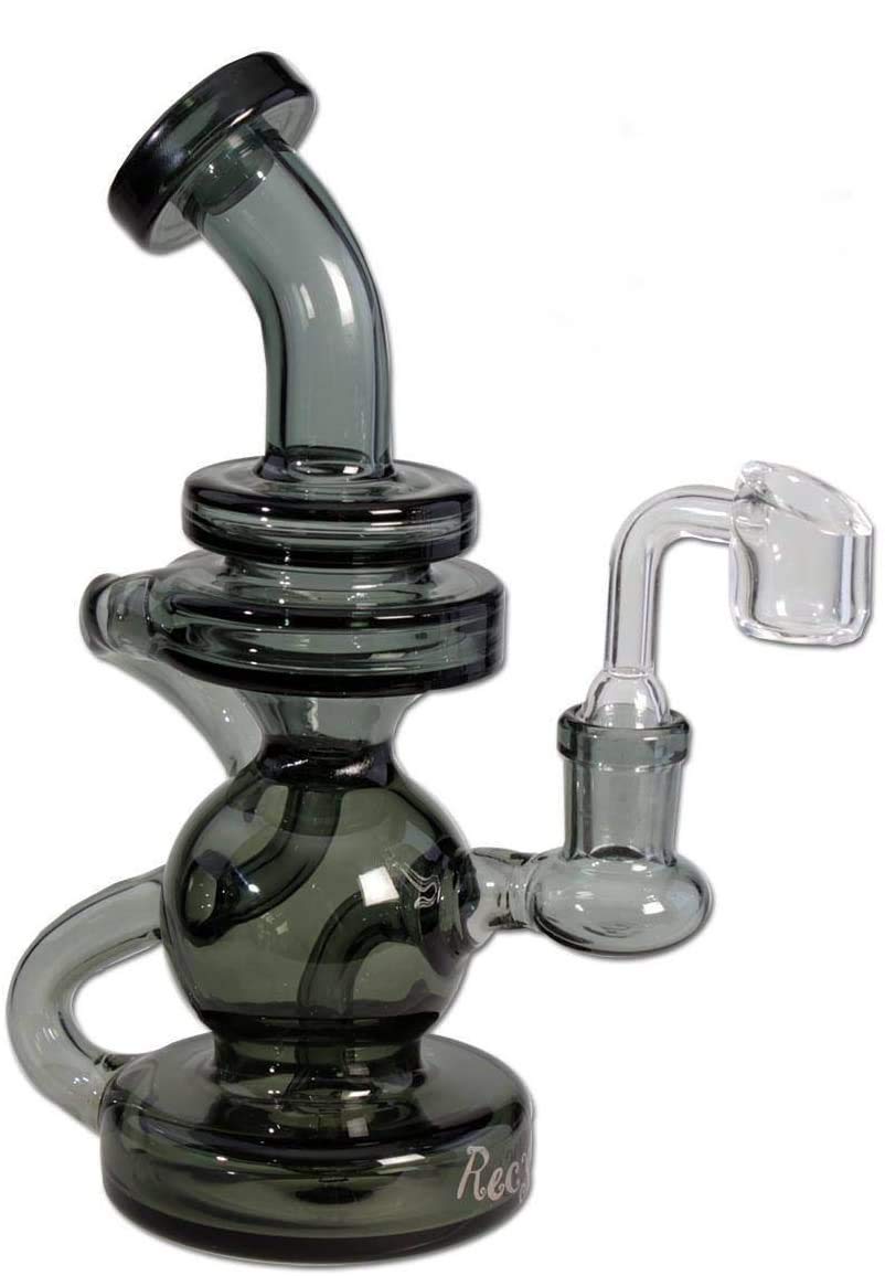 Blaze Glass Wasserpfeife, ÖL-Bong, OiL-Rig zum Verdampfen von Öl und Essenzen, RECYCLER-Bong | 19 cm, NS 14 (14,5mm) | grau/titan | robustes BOROSILIKATGLAS