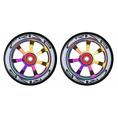 Crisp Hollowtech Spoked Alloy Pro Scooter Wheels with ABEC 9 Bearings -100mm or 110mm (Neo Chrome/Black, 110mm)