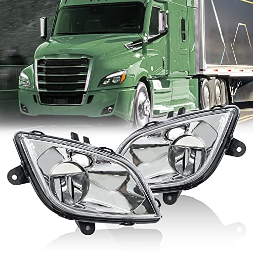 LED Fog Lights Pair Set for 2018-2021 Freightliner Cascadia, Left Driver and Right Passenger, Chrome Housing